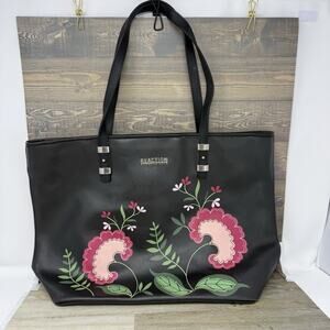 Kenneth Cole Reaction Black Floral Purse Tote Shoulder Bag